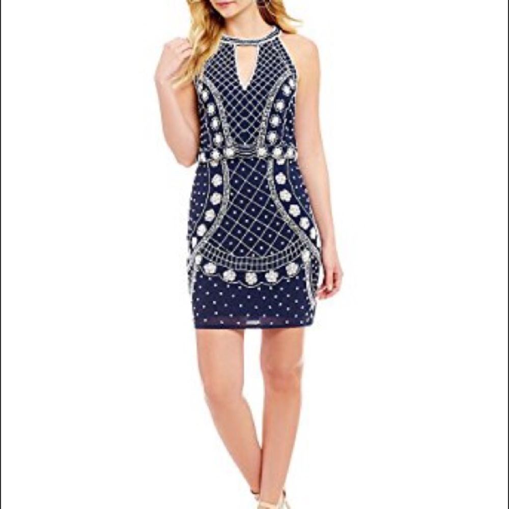 Gianni Bini Navy Beaded Dress